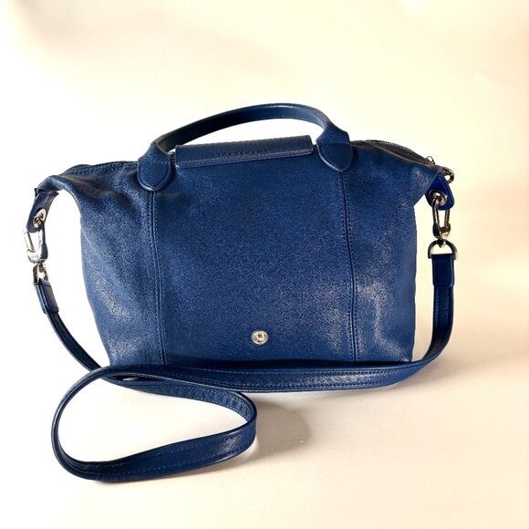 Longchamp Blue Leather Le Pliage Cuir Top Handle Crossbody - Picture 10 of 14